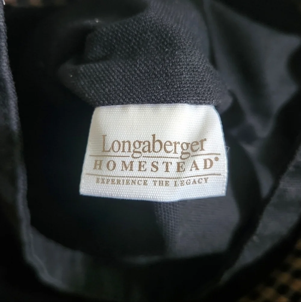 Longaberger Homestead Black Tan Checkered Plaid Tote Bag